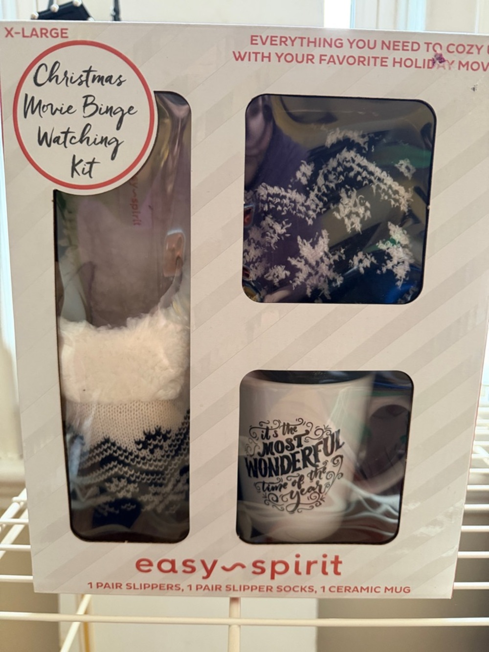 Easy Spirit Navy & White Holiday Slipper Sock and Mug Set